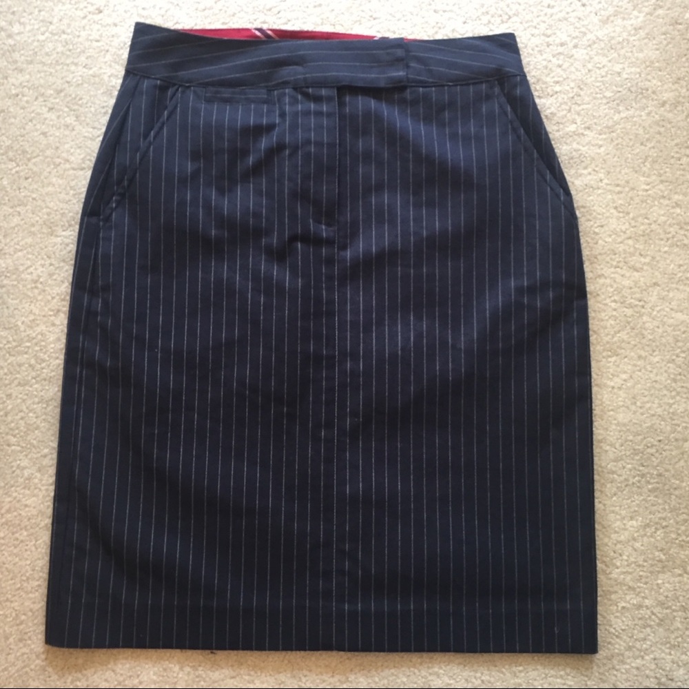 TALBOTS 2P Navy Pinstripe A-Line Skirt